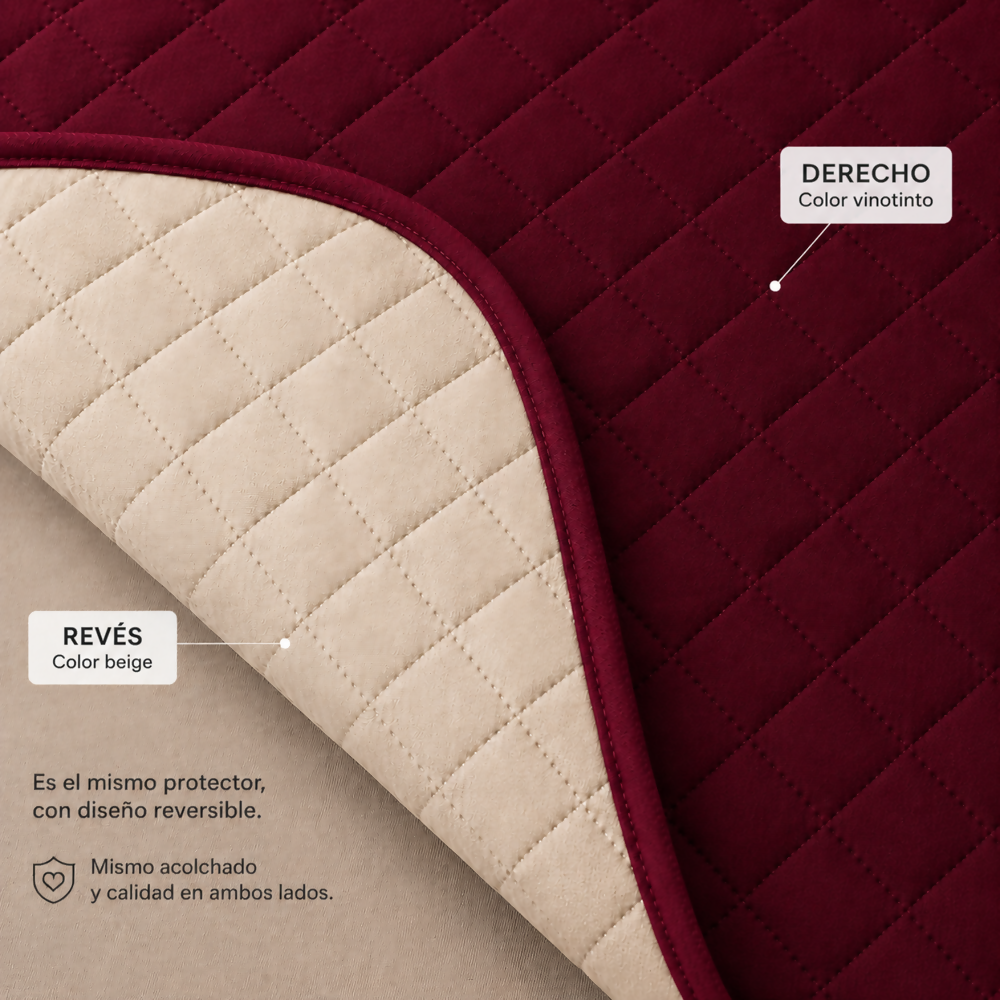 Protector sofa 1 puesto vino tinto camel
