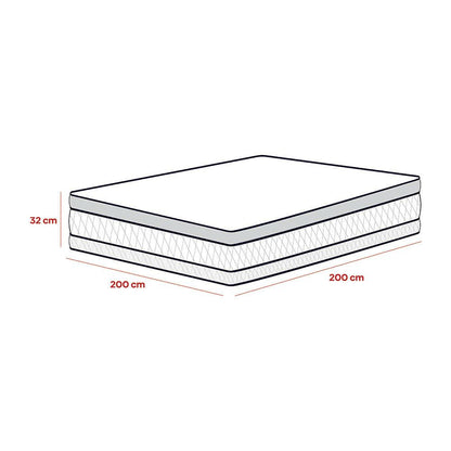 Colchón Blanco Barcelona king 200x200 cm con viscoelástica 2020 Home