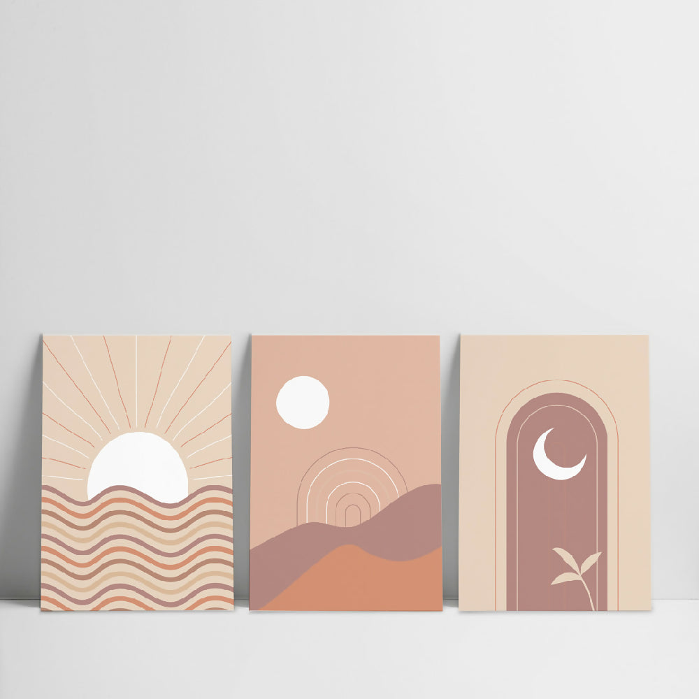 Cuadros decorativos Triptico boho 30x40