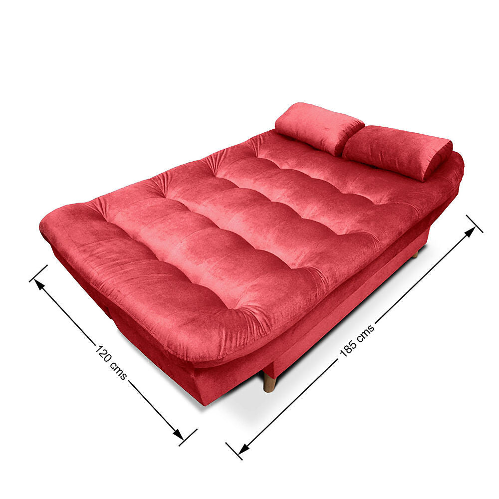 Sala Clic Clac Fendik tela rojo y gris + cojines decorativos
