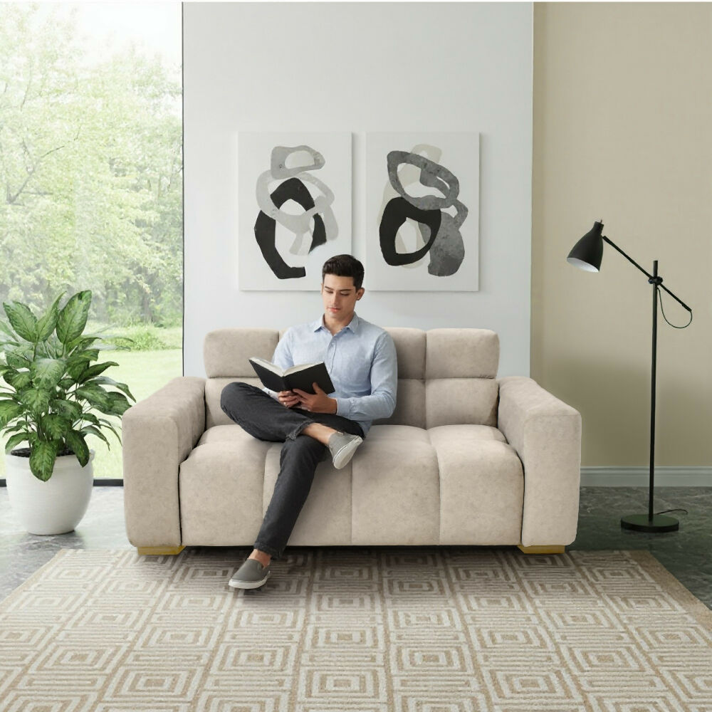 Sofa Miami 2 Puestos 171x88x81 Tela Beige