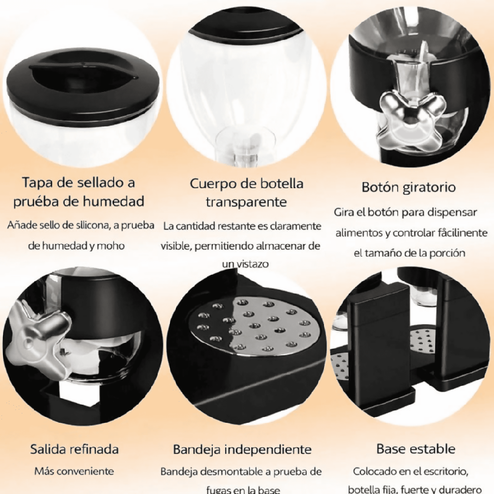 Dispensador De Cereal Doble Contenedor PRLA-894 Organizador Hermético Con Dosificación Práctica Para Cocina