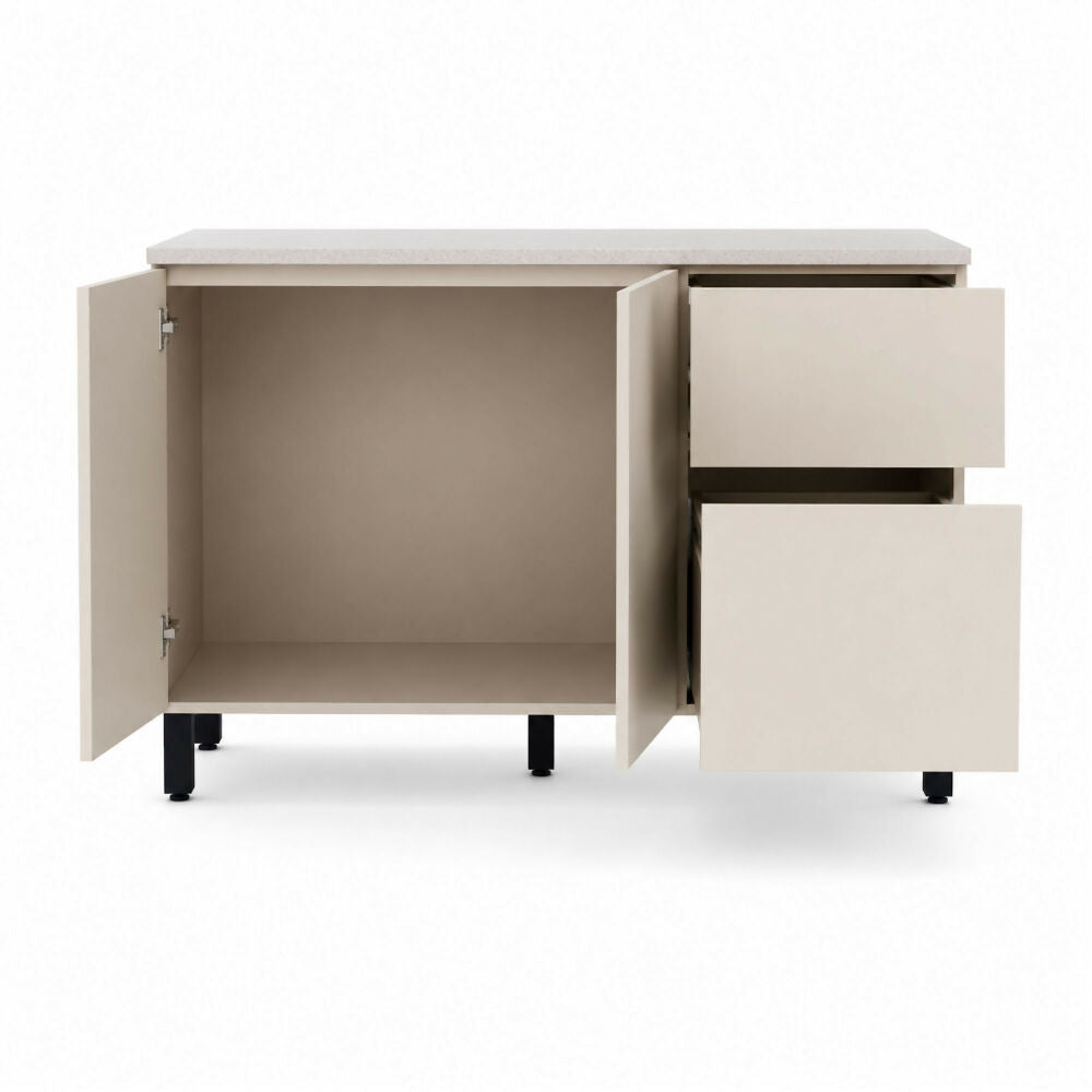 Cocina 120 cm Dominica 5 Puertas 2 Cajones - Natural/Blanco Apagado