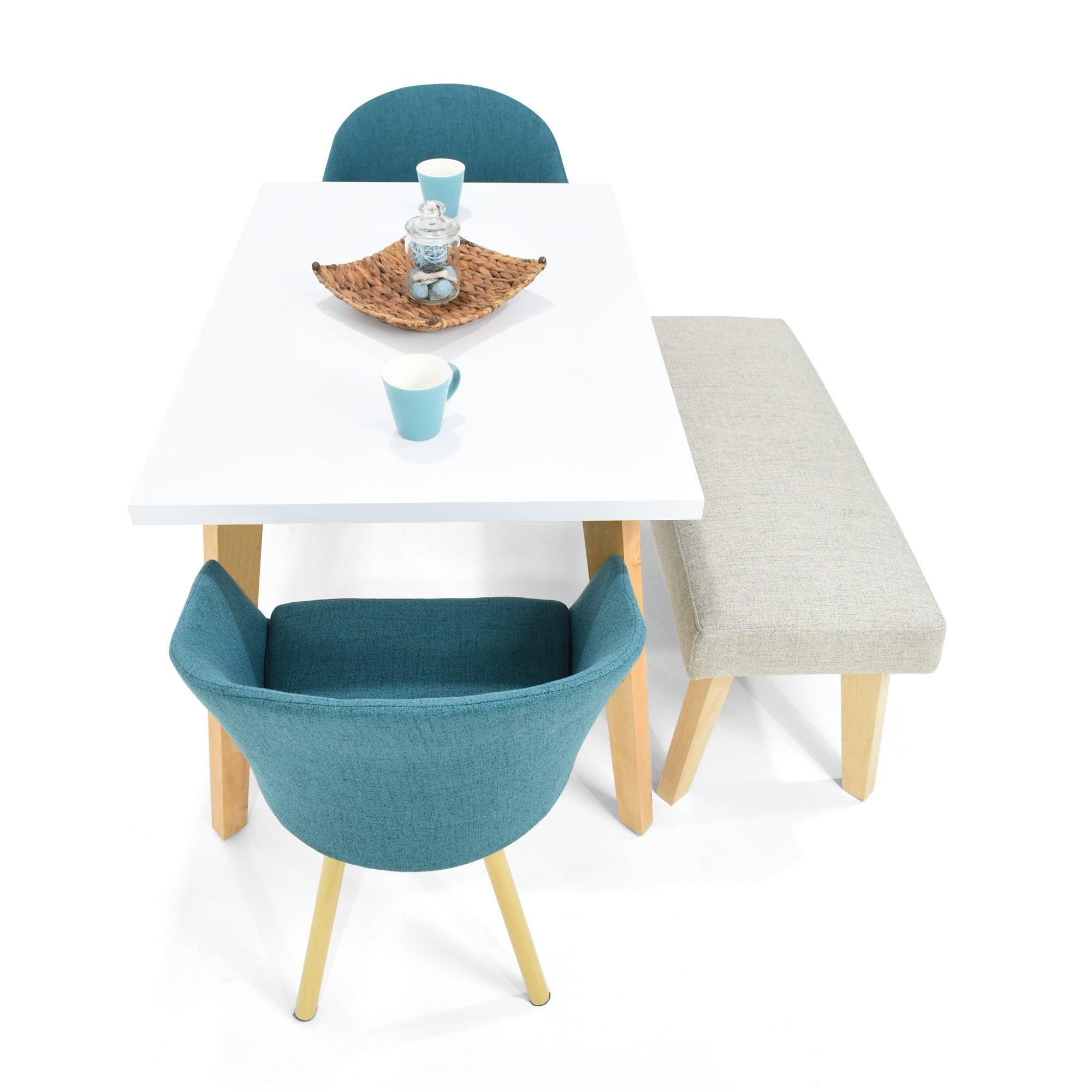 Comedor 4 Puestos Lugo Matiz Sillas Tokyo con Butaco Petroleo Plata