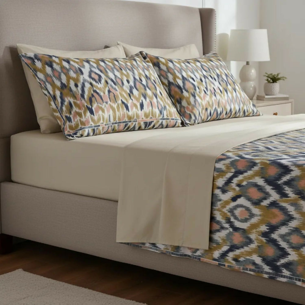 Juego de Sábanas Cama Queen 300 Hilos 100% Algodón Diseño Toscana