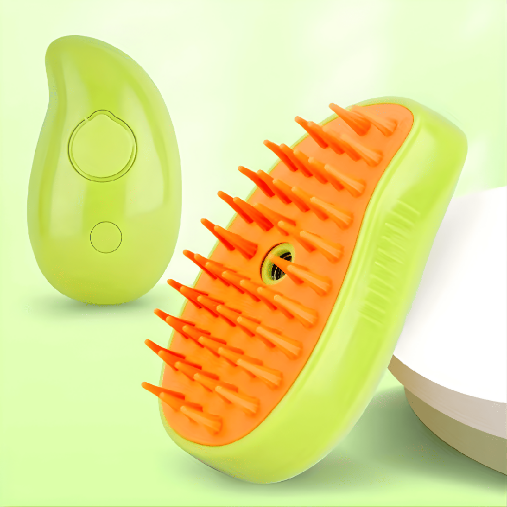 Cepillo Vaporizador Para Perros Y Gatos 3 En 1 Con Pulverizador De Agua Y Vapor (Verde)