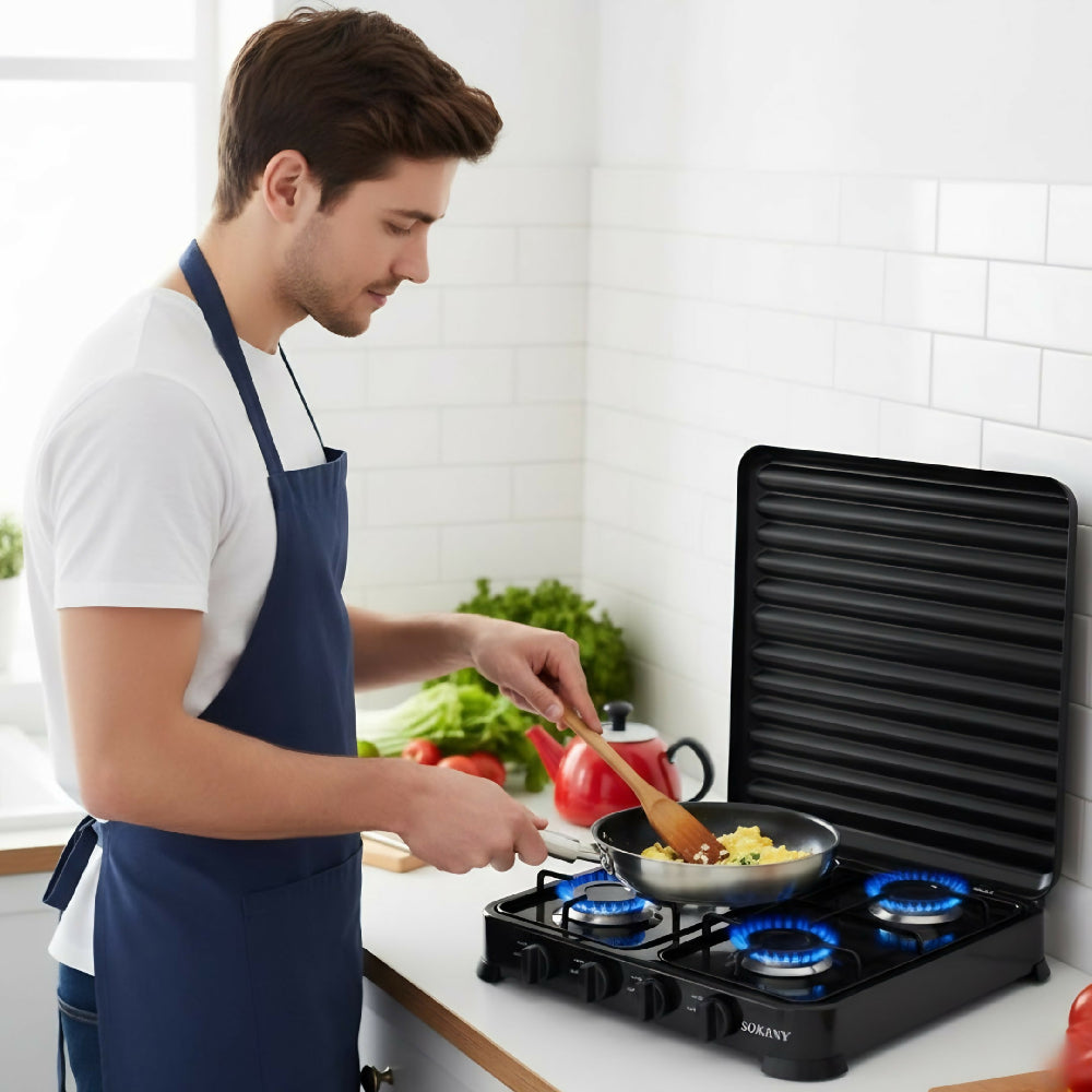 Estufa De Mesa A Gas Sokany 4 Puestos De Acero Inoxidable