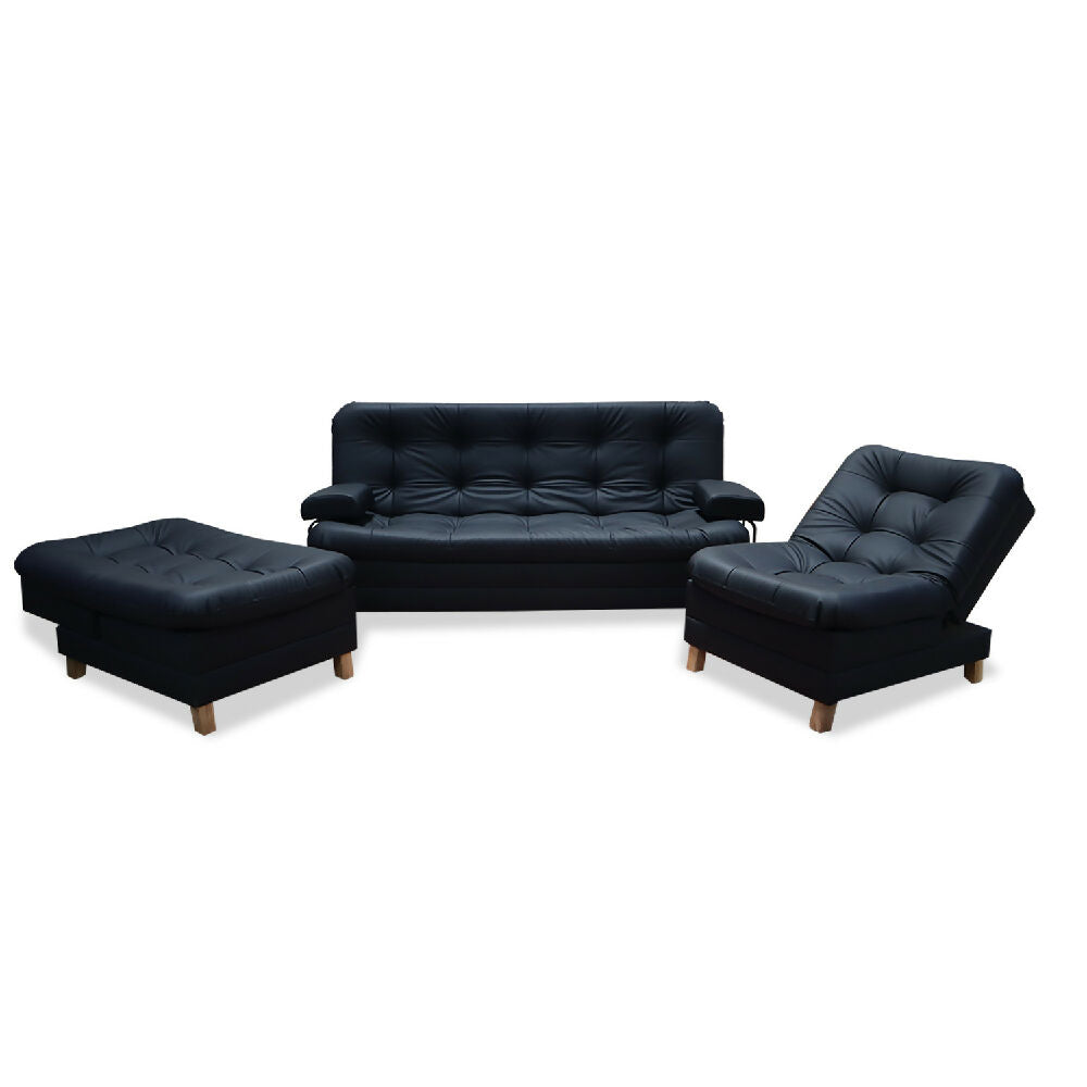 Sala Clic Clac Rouss Tipo Cuero Negro