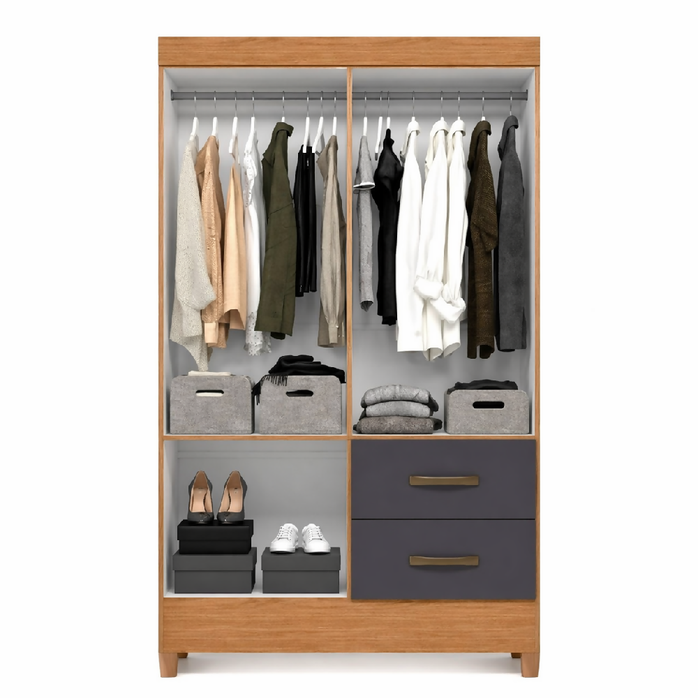 Armario 4 Puertas Gris Con Cajones Moderno