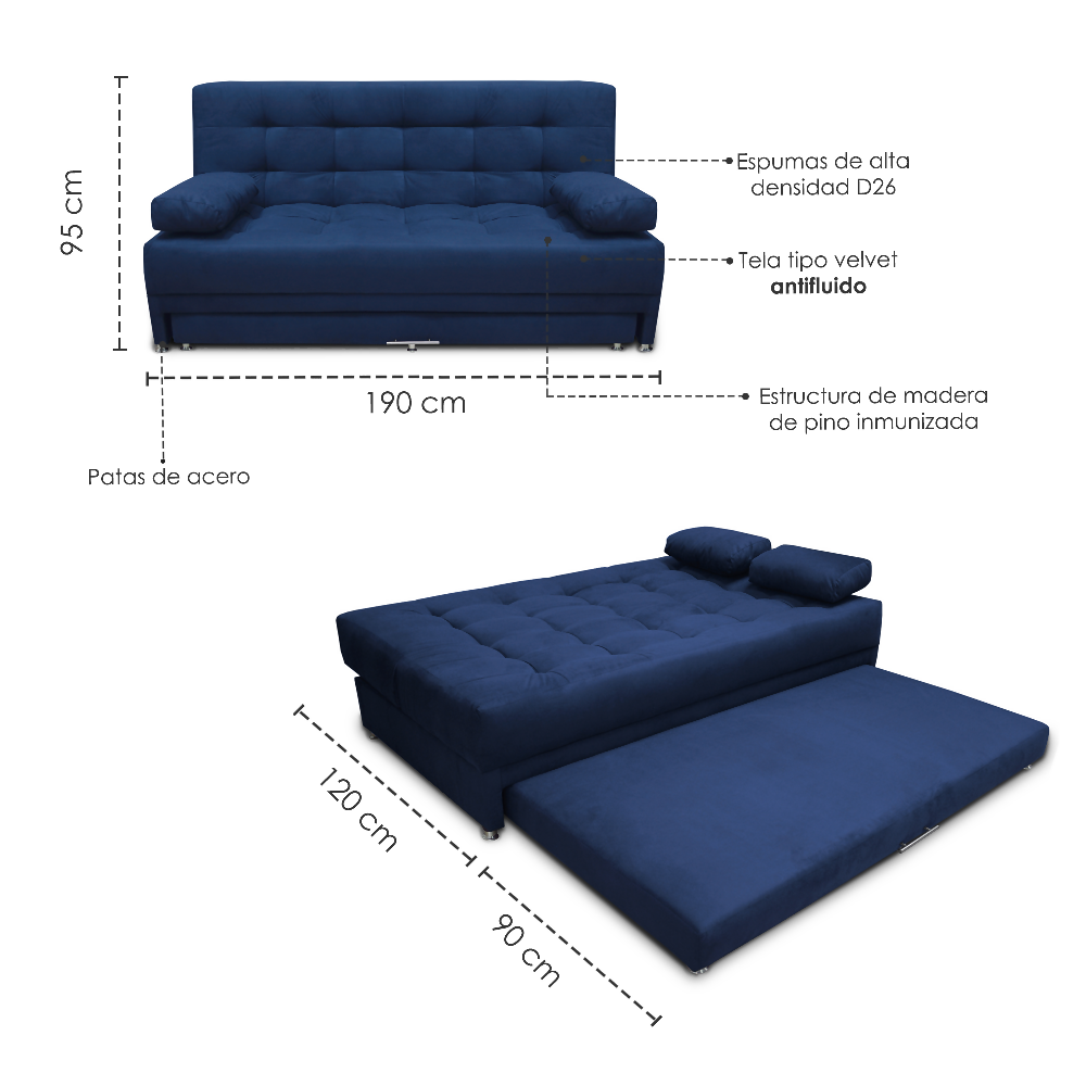 Sofa cama Tarima Nido Matter Tela Azul
