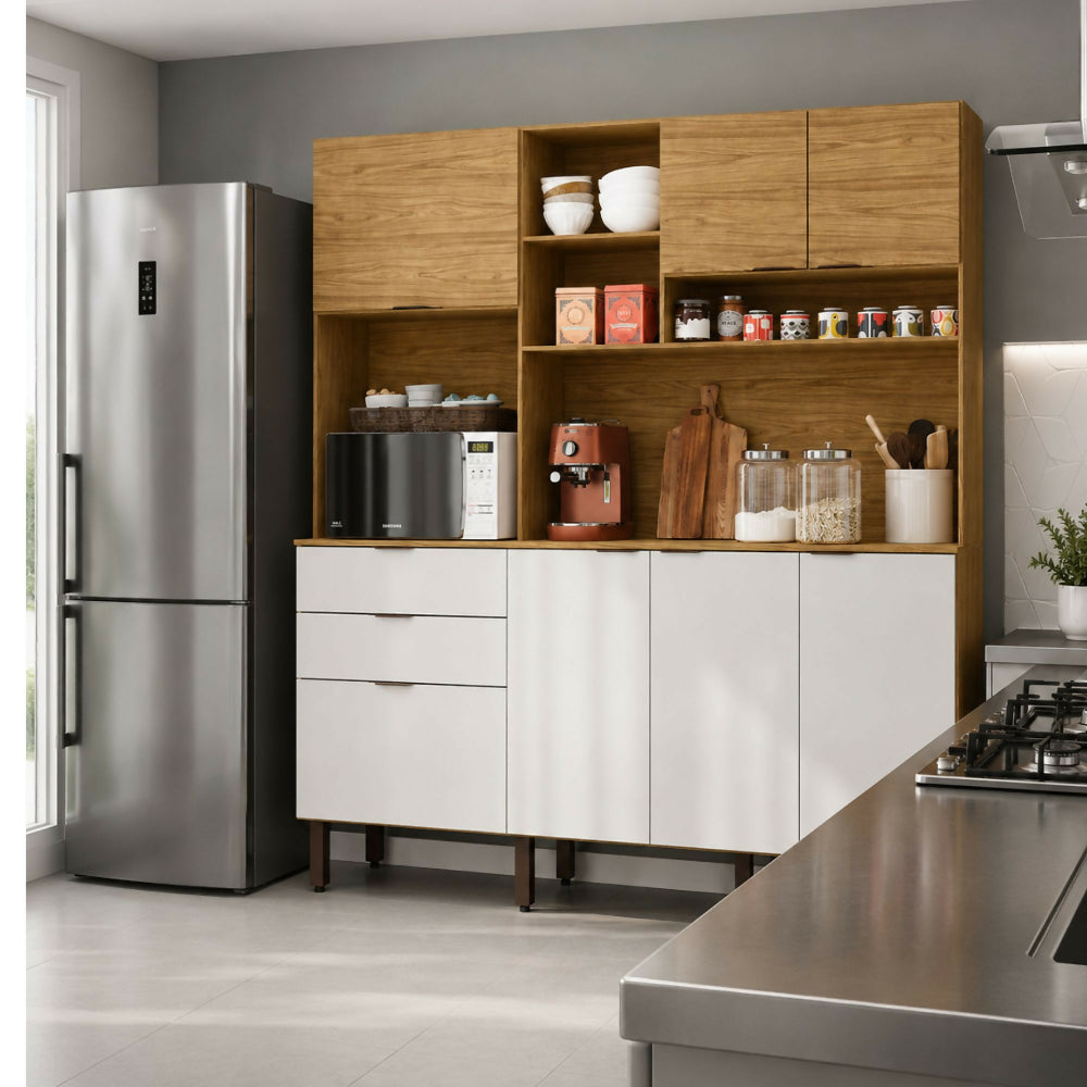 Mueble de Cocina Fiyi - Natural/Blanco Apagado
