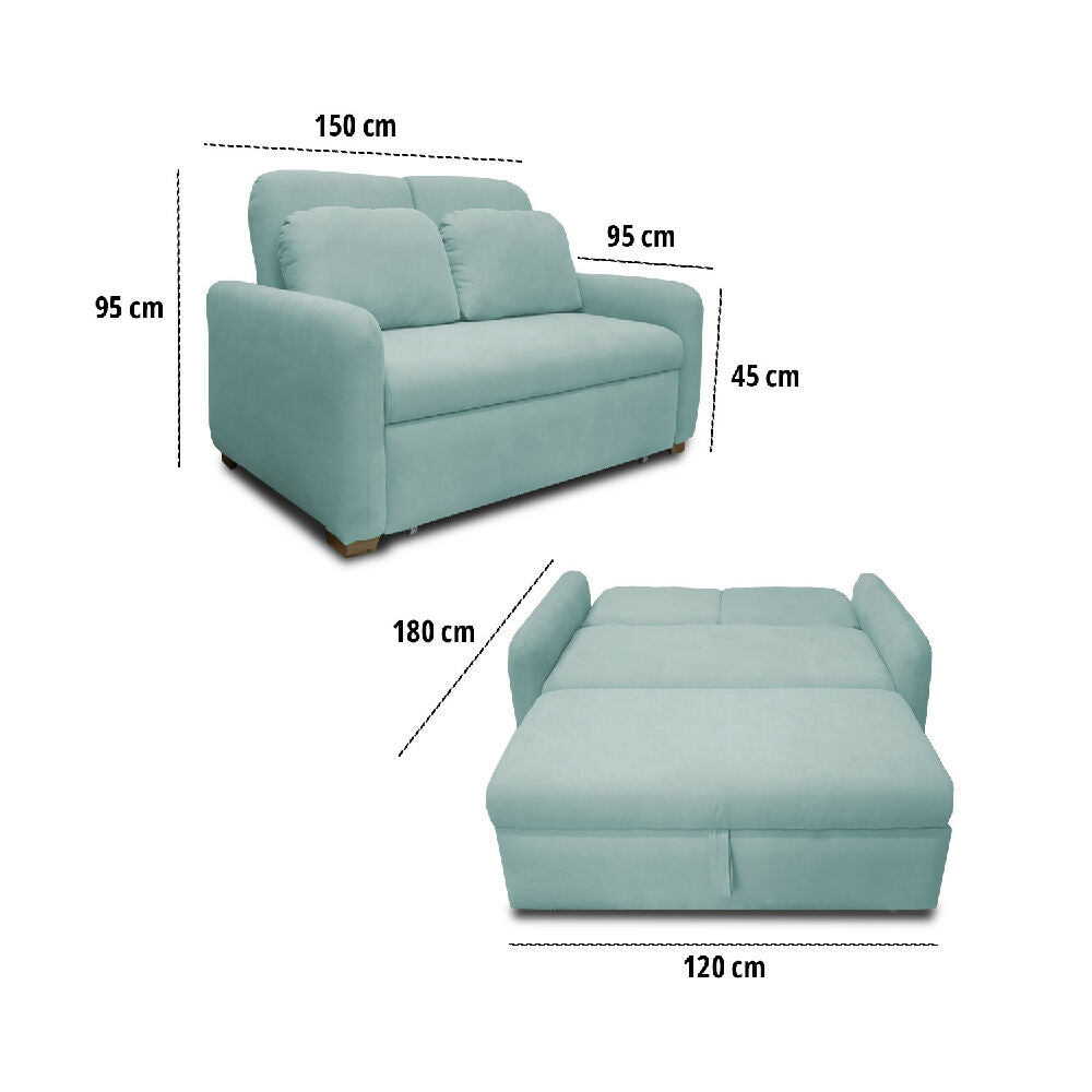 Sofacama Nube Multifuncional Carrito Reclinable Menta + Cojines