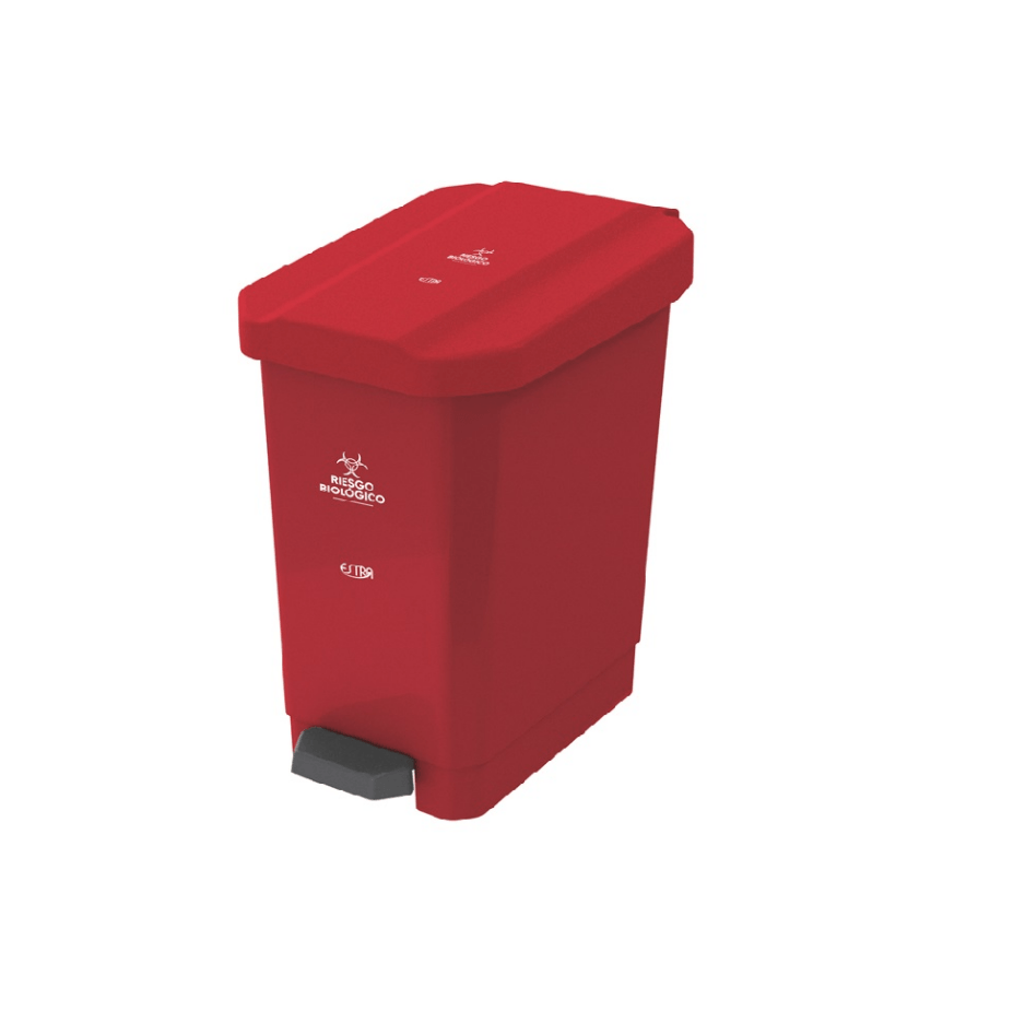 Caneca-Papelera Estrabins Pedal 5L Rojo-Riesgo Biologico