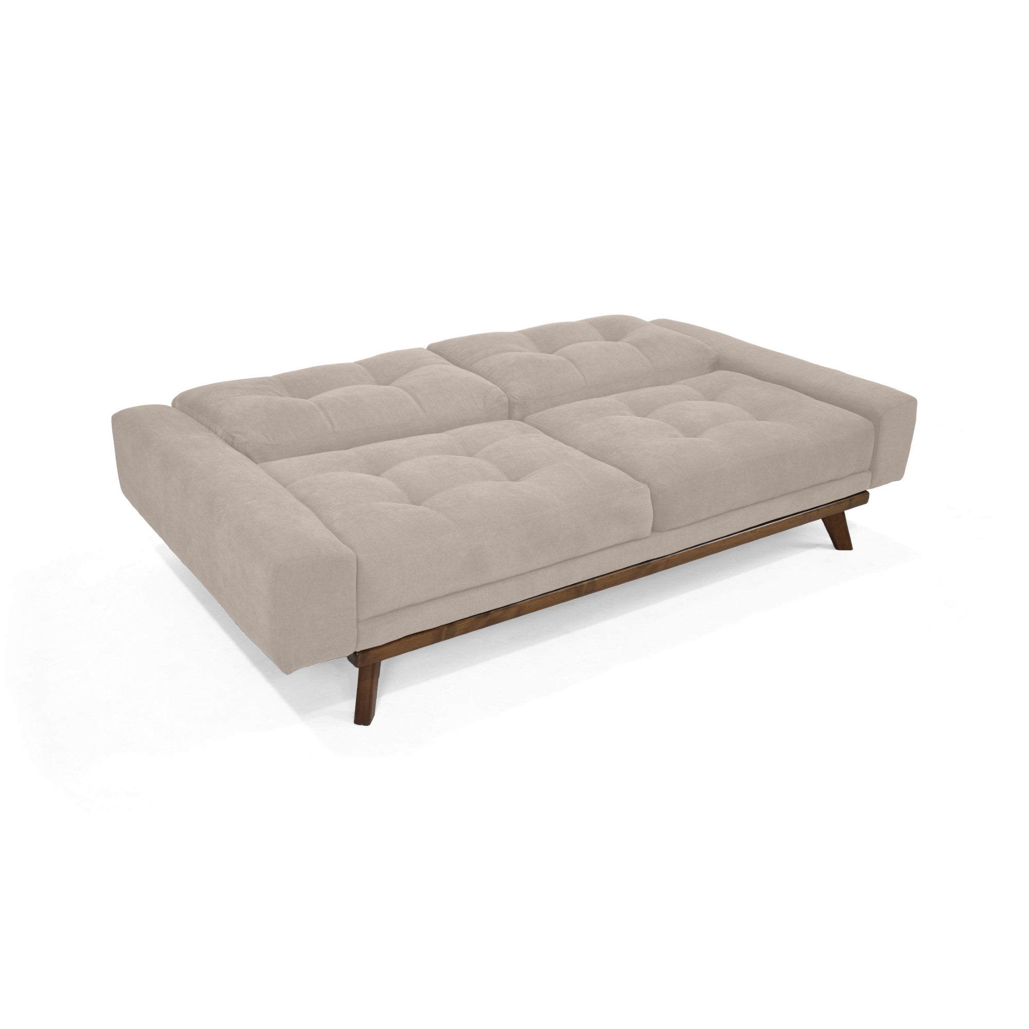Sofa Cama Suiza Tela Taupe Matiz Caoba