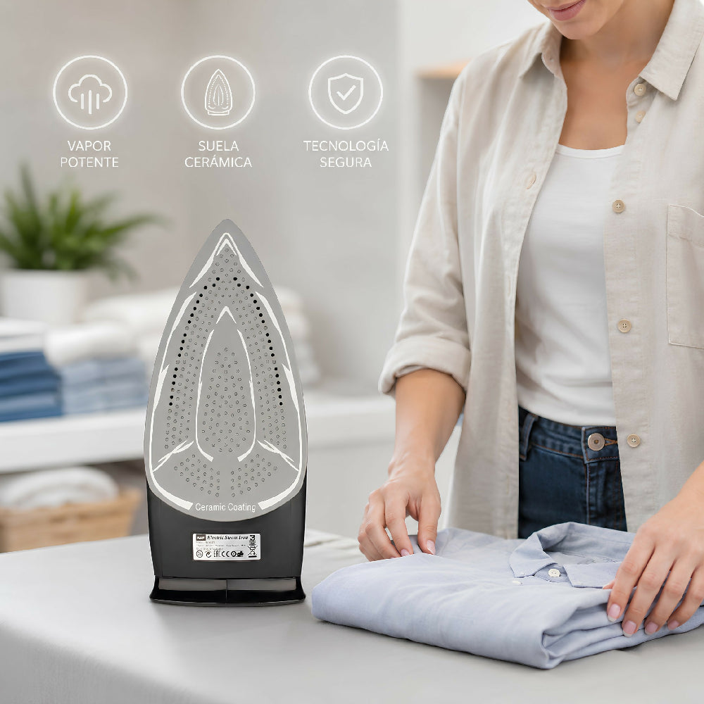 Plancha De Ropa Eléctrica A Vapor RAF R.91245G Sistema Antiadherente