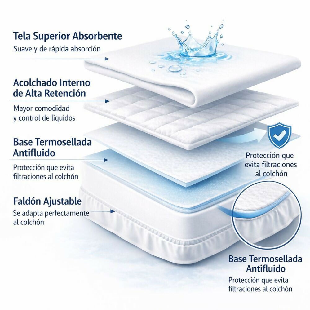 Combo protector colchon king antifluido celeste 200x200cm