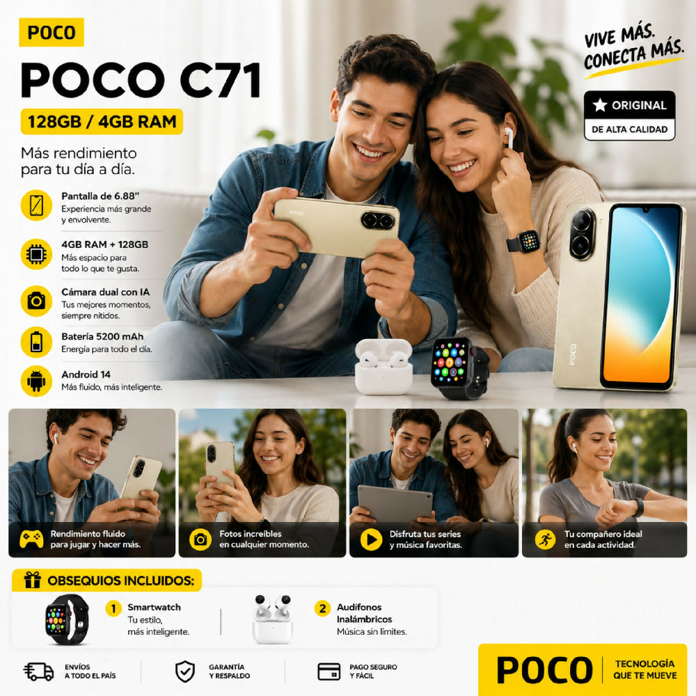 Celular Xiaomi POCO C71 128gb 4gb Ram + Obsequio Incluido Beige