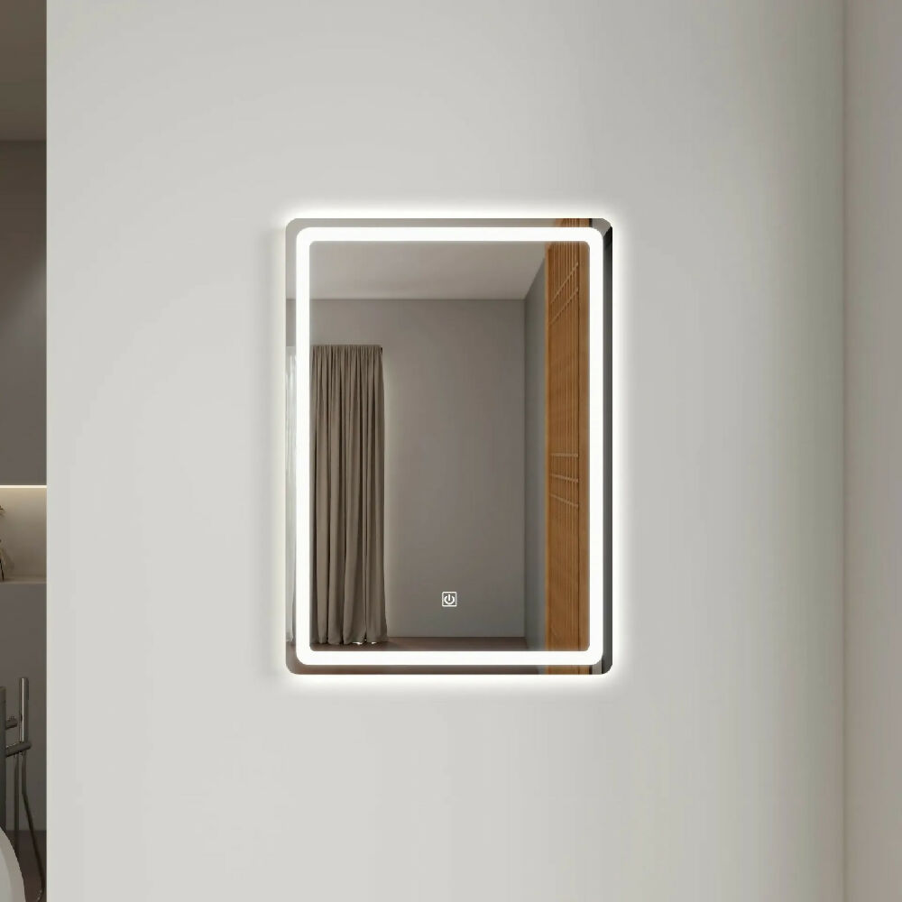 Espejo Importado Led Vertical Para baño con botón y luz neutra 70x50