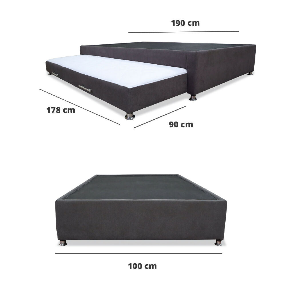 Cama Tarima Nido Kunz 100x190 Sencilla Gris Oscuro