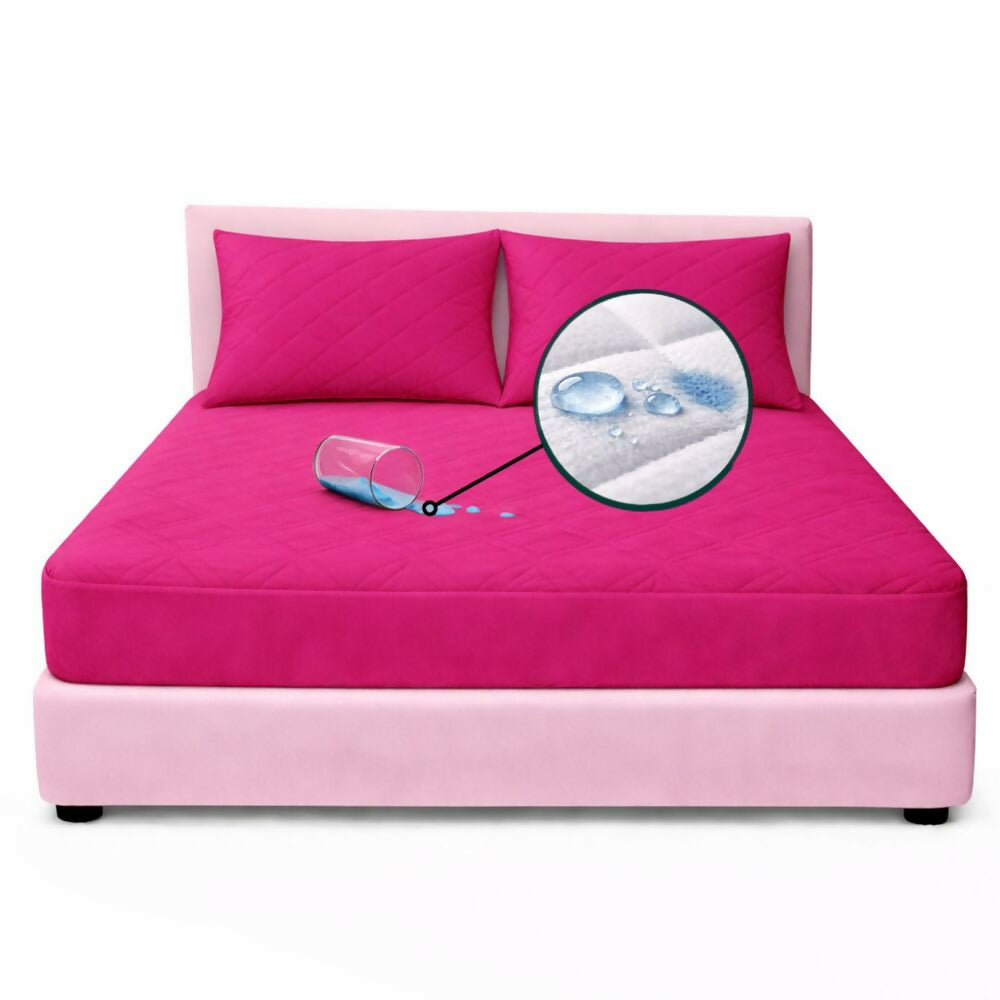 Combo protector colchon sencillo antifluido fucsia 100x190cm