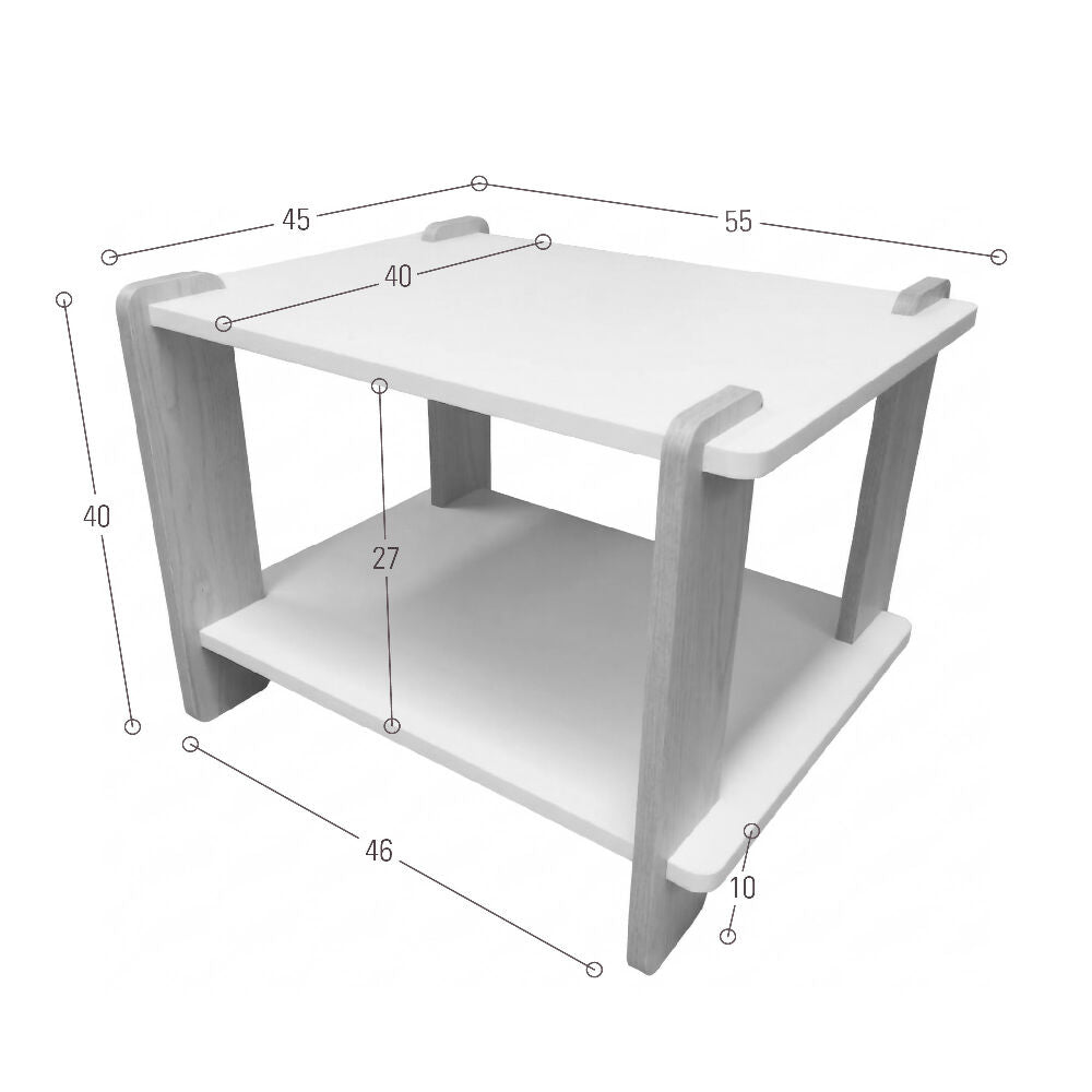 Mesa de Noche Kobe 55x45x40 cm Diseño Moderno Blanco