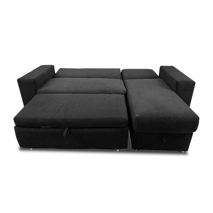 Sala modular baúl negra con cojines