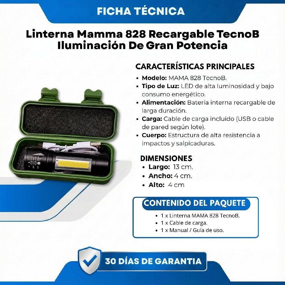 Linterna Mama 828 Recargable Iluminación De Gran Potencia