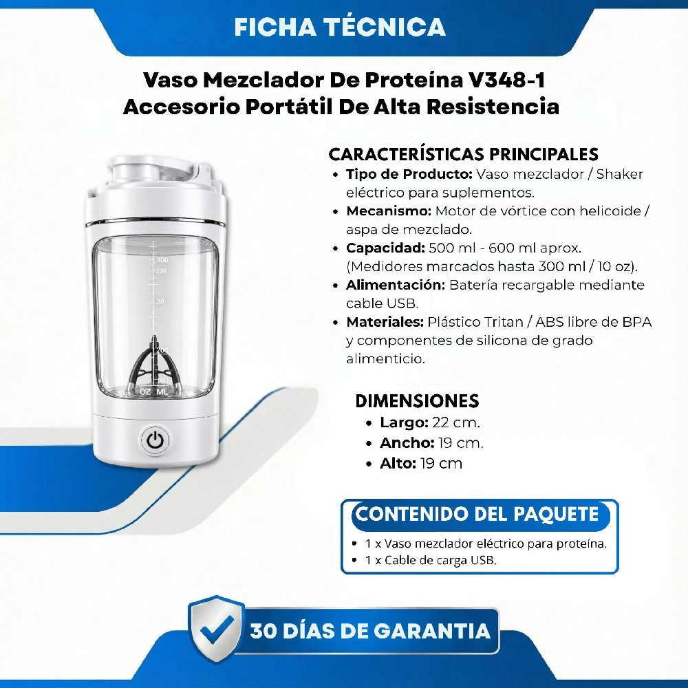 Vaso Mezclador De Proteína V348-1 Accesorio Portátil De Alta Resistencia Blanco