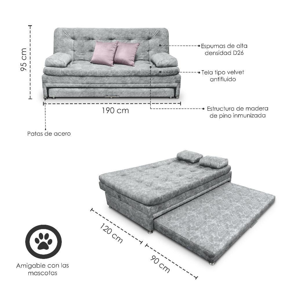 Sofa cama Nido Tarima Olsen Tela Gris - Incluye Cojines