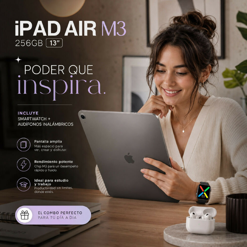 Tablet Apple iPad Air 13'' M3 256gb Diseño UltraDelgado Gris + Obsequio