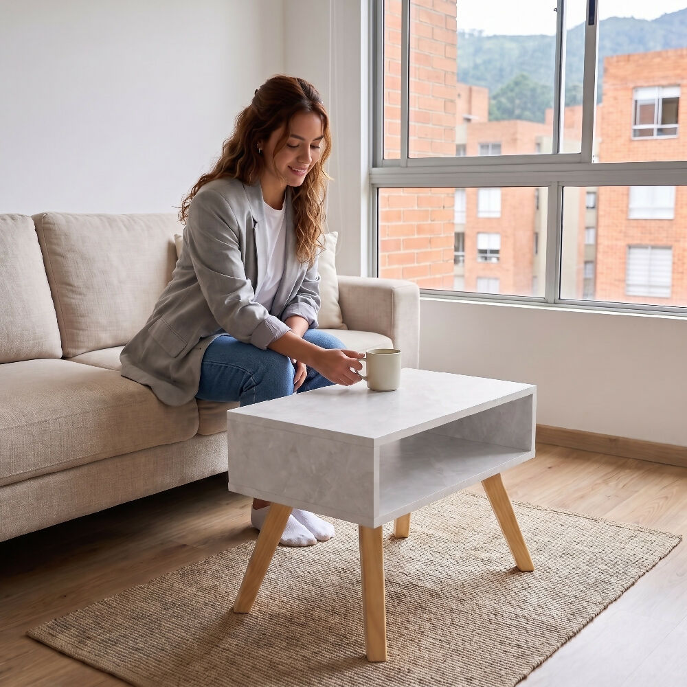 Mesa de Centro Nórdico Mármol  Mesa Auxiliar