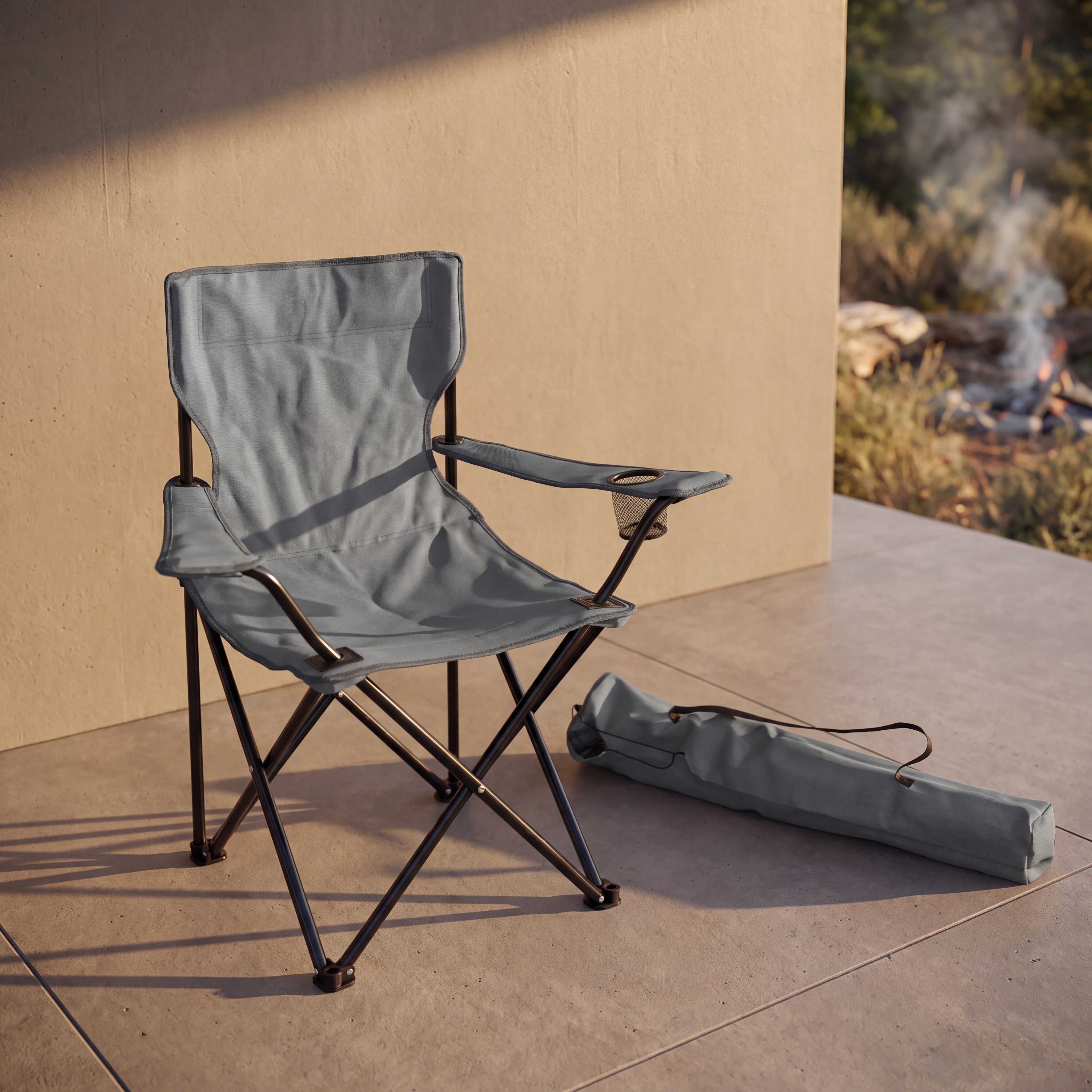 Silla Plegable Camping Tanzania, Gris Oscuro, Incluye Bolsa de Transporte