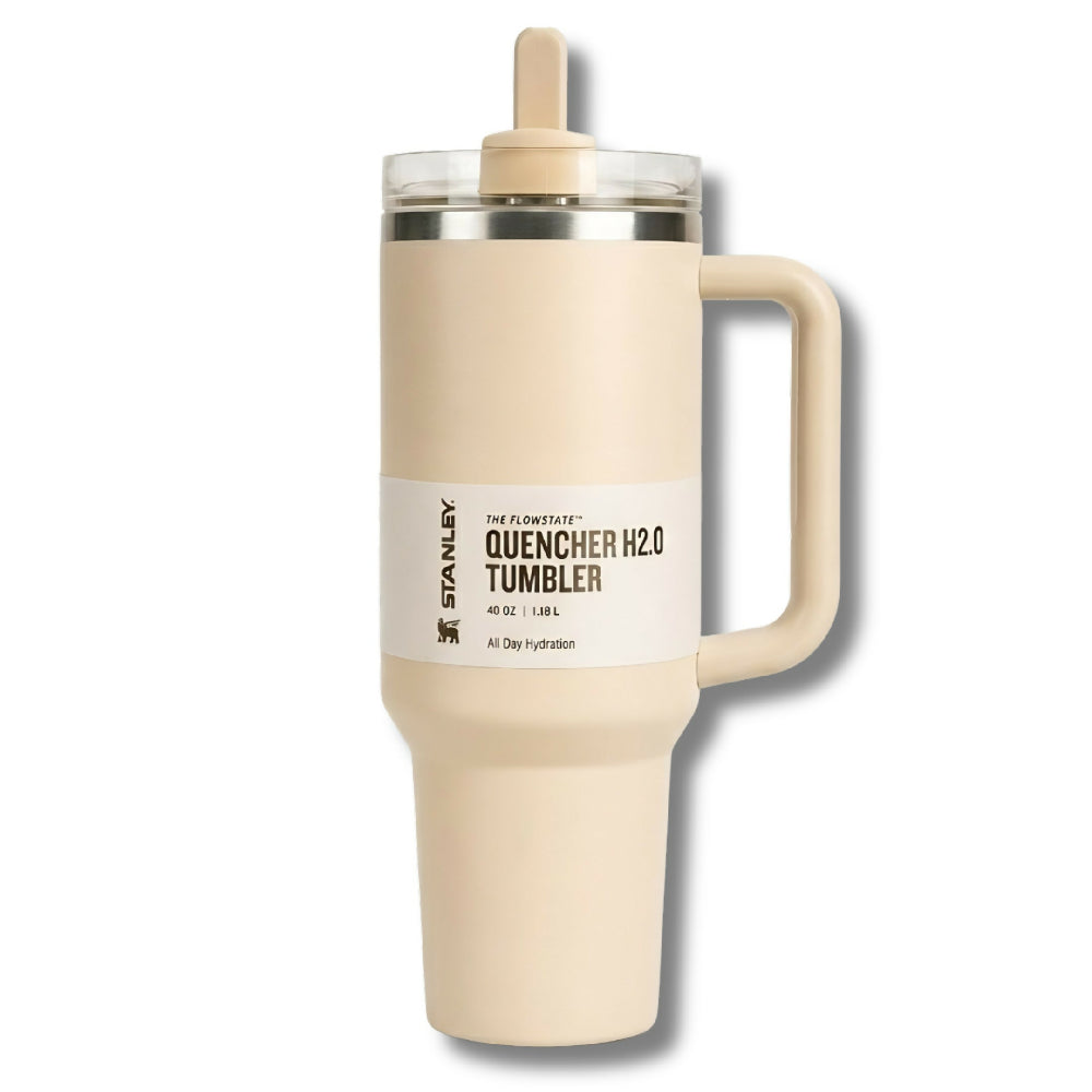Termo Térmico Stanley 40oz Con Sorbete Ideal Para Gimnasio Y Viajes Beige