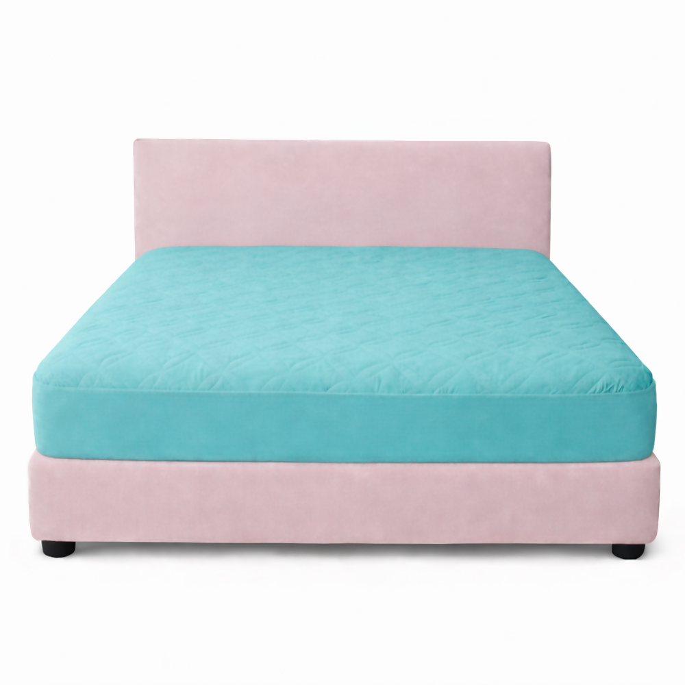 Protector colchon doble acolchado turquesa 140x190cm