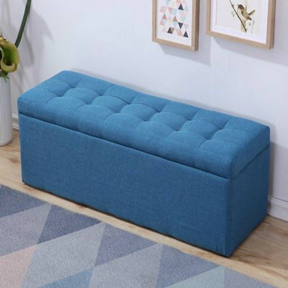puf baul azul tela 80x40