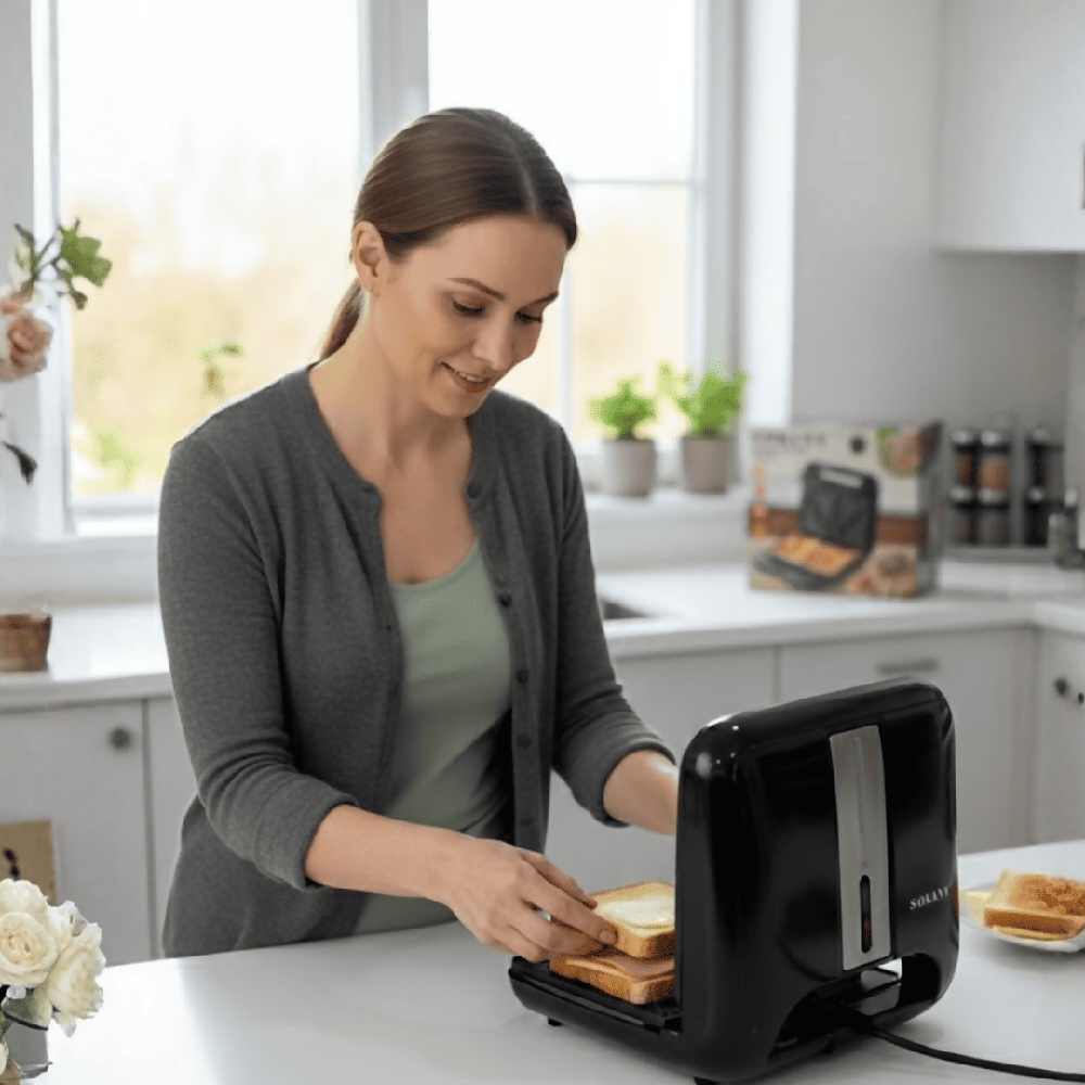 Sandwichera 4 Puestos Sokany Cocina Fácil Y Rápida Ideal Para Hogar