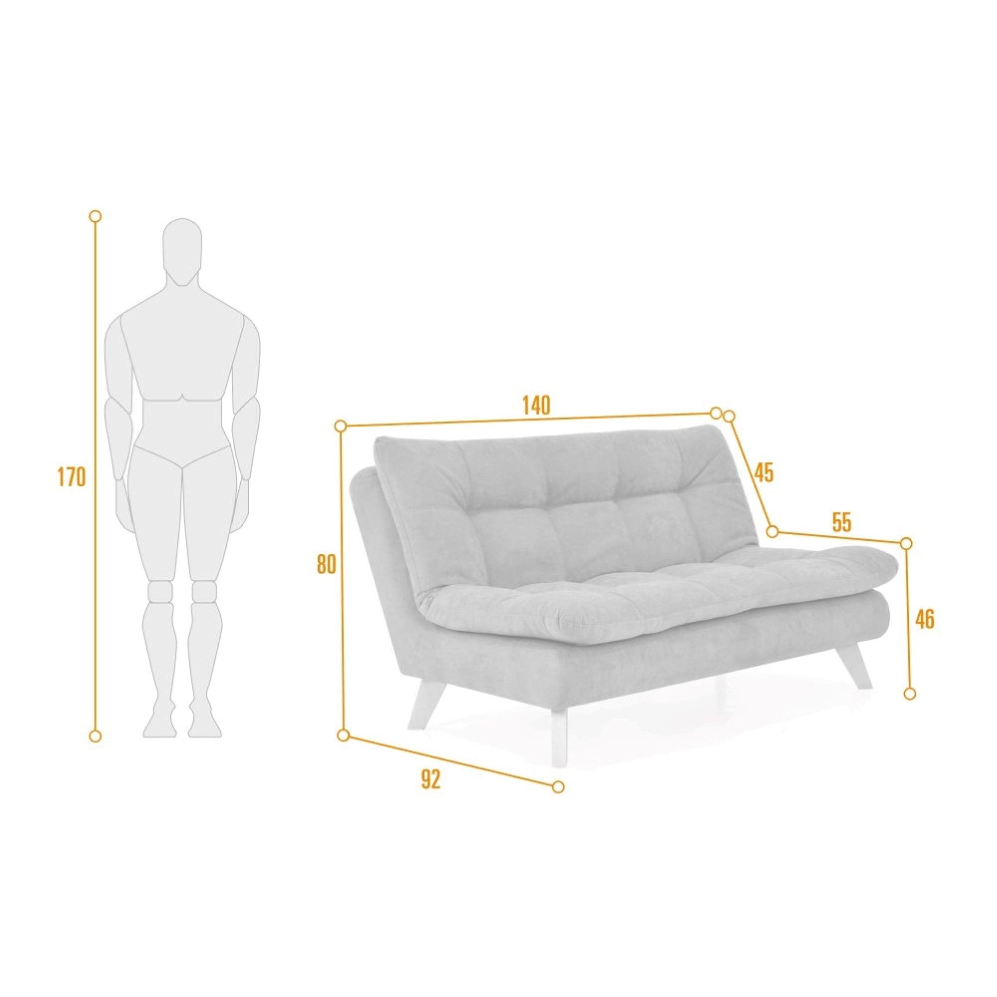Sofa 2 Puestos Toulouse 140X92x80 Tela Plata