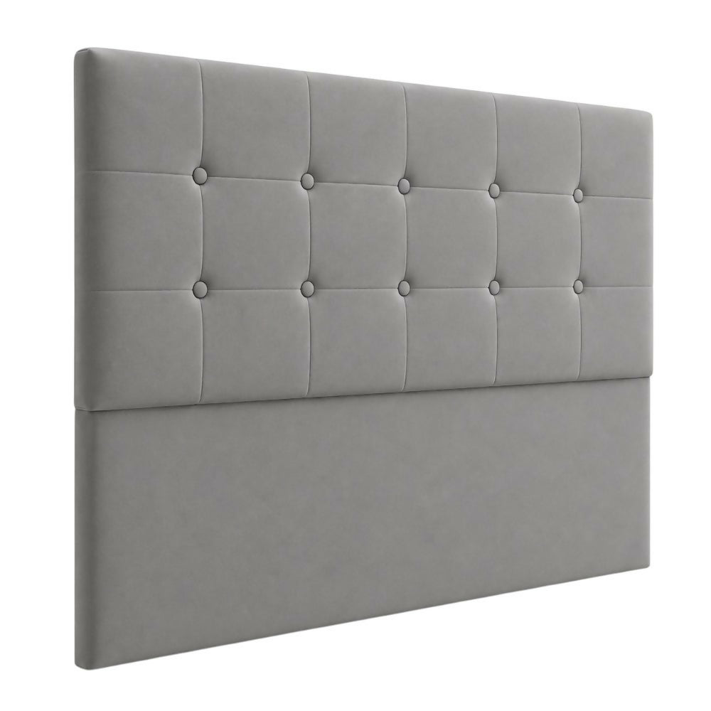 Cabecero Doble 140x60+55 Cuadros Grandes Gris Tela