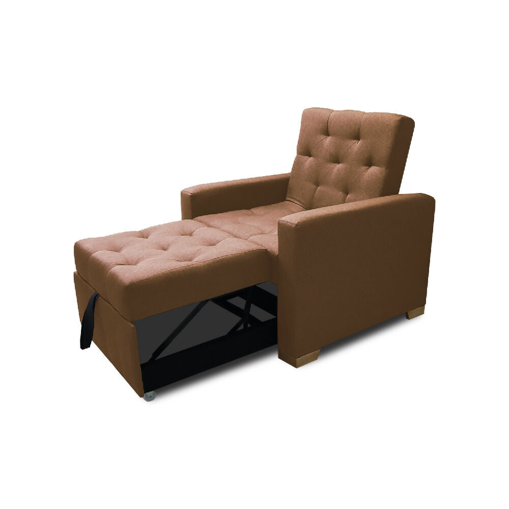Sofá Cama Unipersonal Sabathy Tela Lino 95X90X94Cm Camel