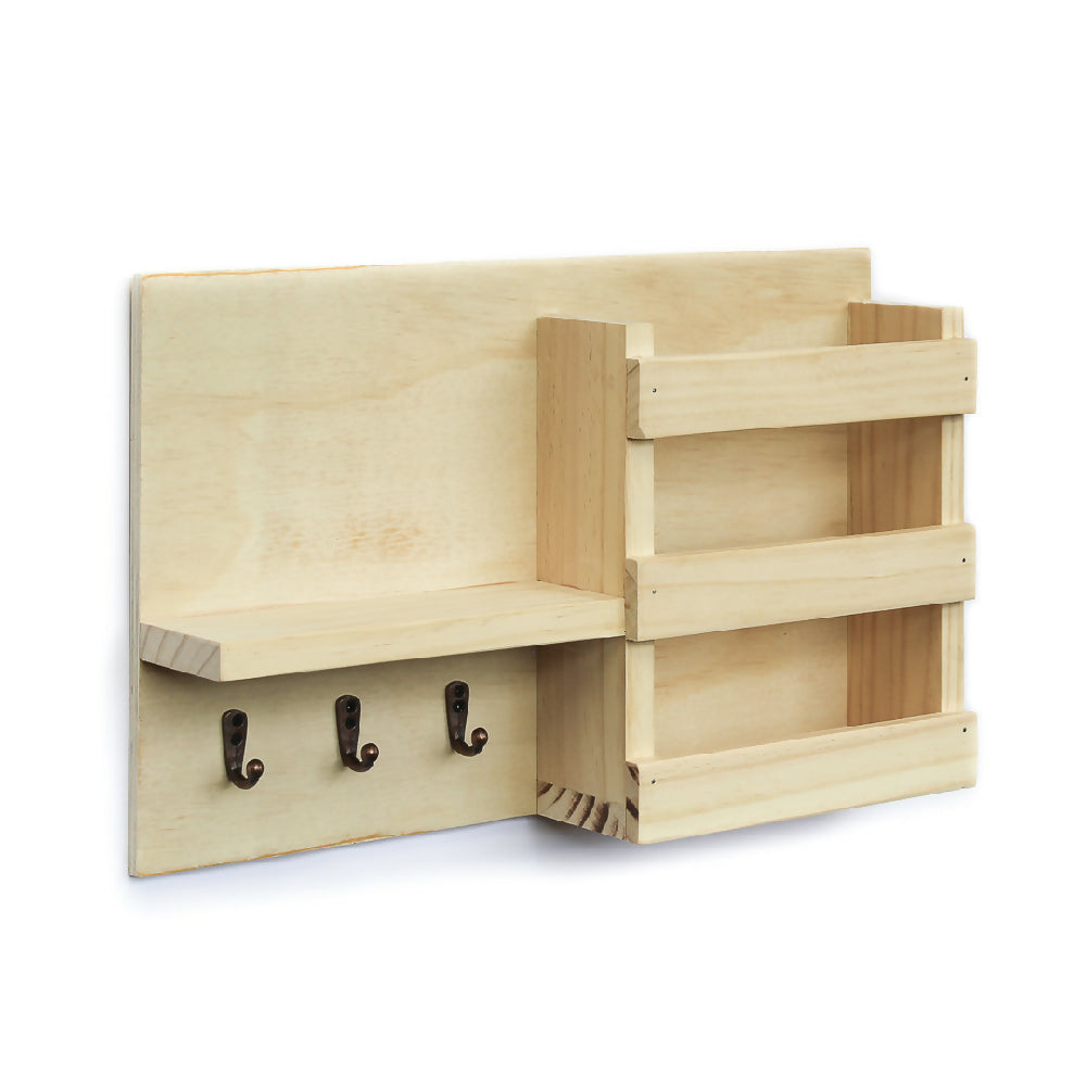 Repisa portallaves caja de correspondencia decorativo en madera natural  (1)