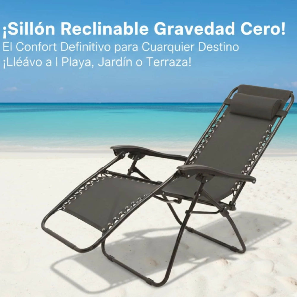 Silla Inclinable De Gravedad Cero Plegable Para Exterior Jardín
