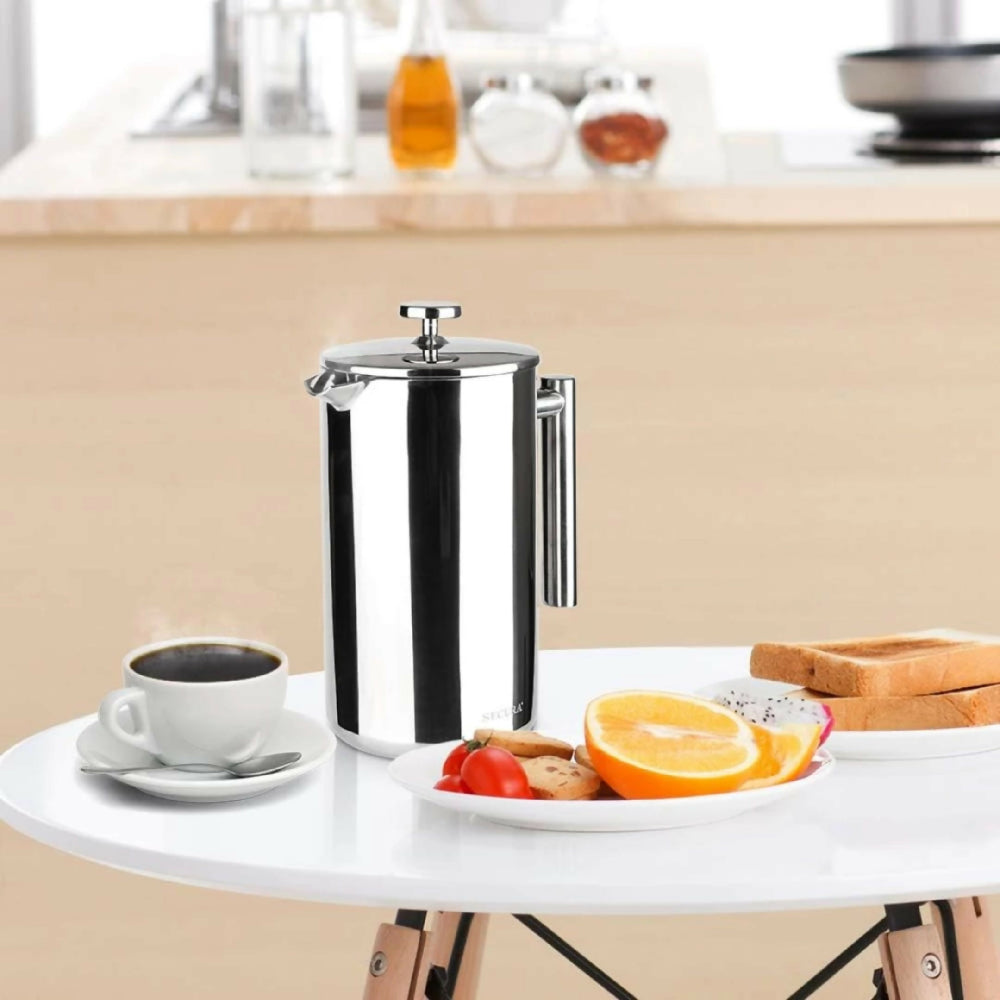 Cafetera De Prensa Francesa De Acero Inoxidable 350ml Con Doble Pared Térmica