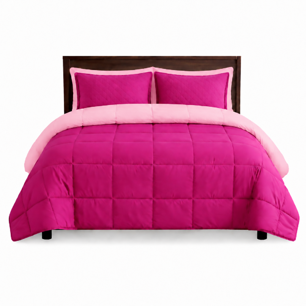 Edredon Cubrelecho Semidoble Doble Faz Fucsia Rosado