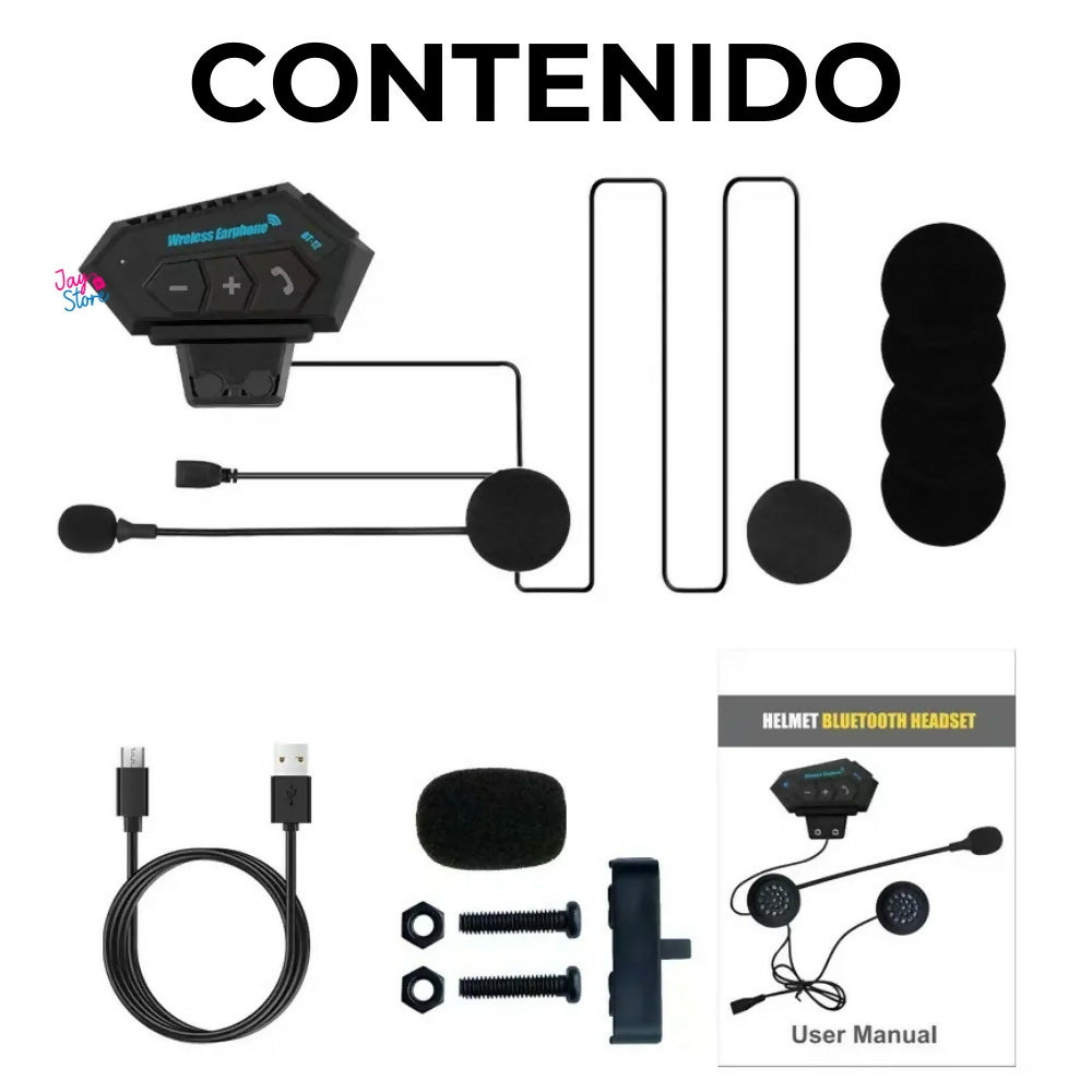 Intercomunicador Auriculares Casco Bluetooh BT12 Moto Música