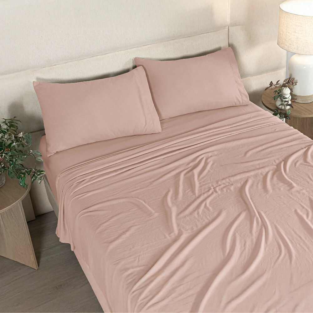 Sábanas Viasoft Washed Rosa, para Cama Sencilla