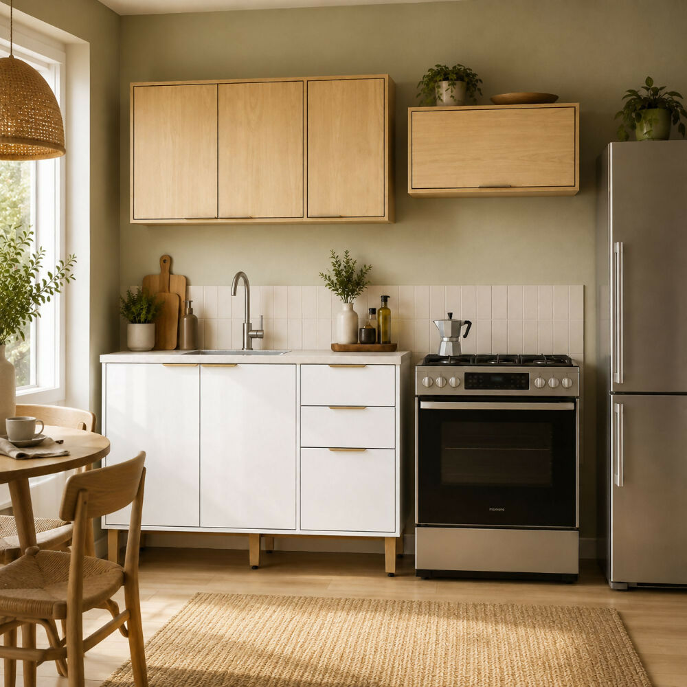 Cocina 200 cm Isabela 7 Puertas 2 Cajones - Almendra/Blanco Apagado