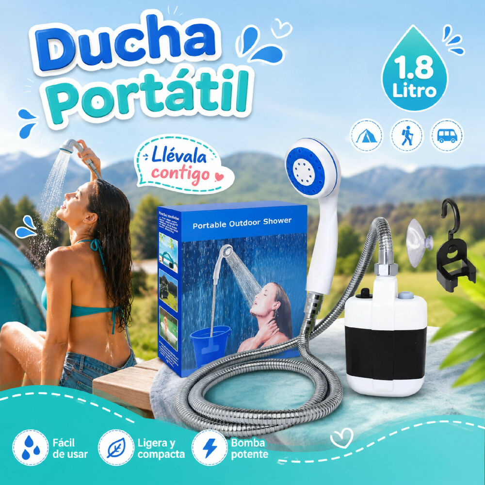 Ducha Portatil Regadera De 1.8 Litros Con Presion Para Camping Y Aseo Personal