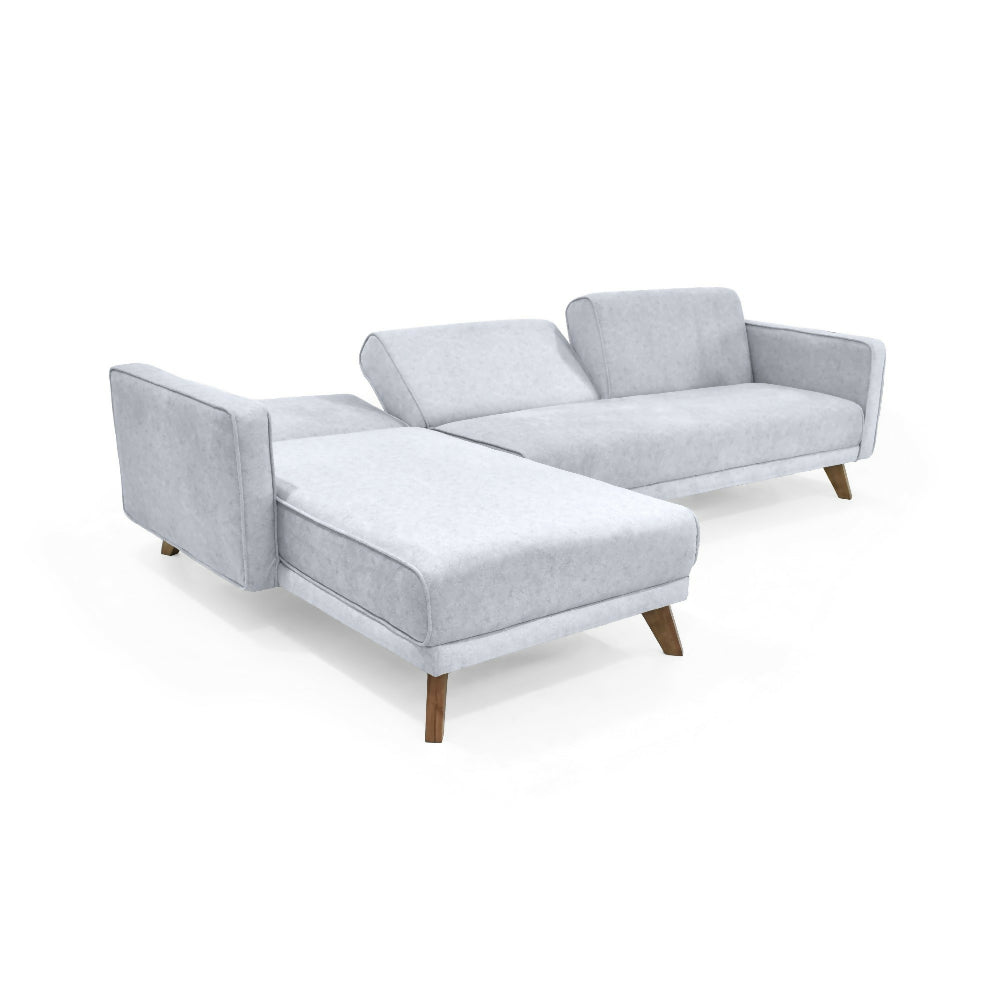 Sofa Cama en L Chelsea Derecho 265x160x76 Tela Plata