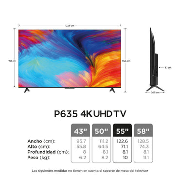 Televisor TCL 55" Pulgadas 55P635 4K-UHD LED Smart TV Google