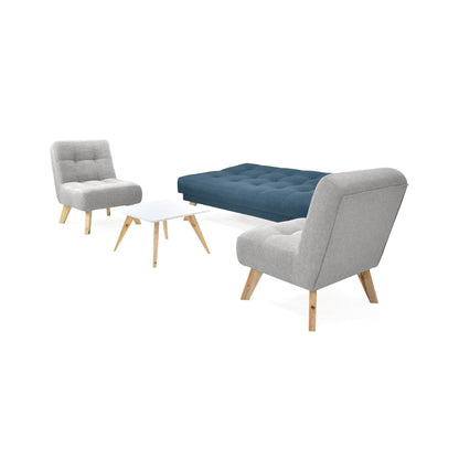 Sala con Sofa Cama Porto Nova Tela Azul Plata